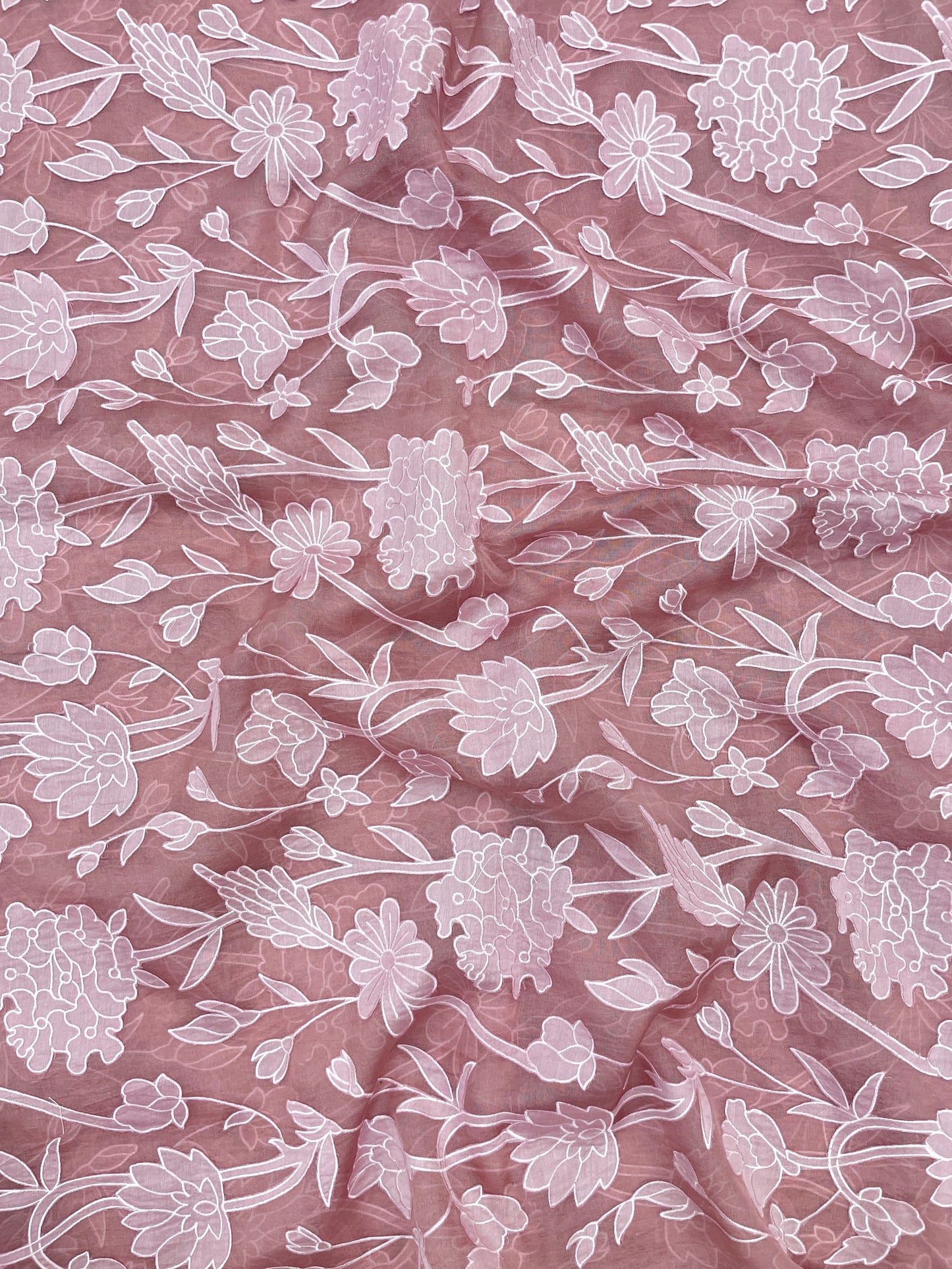 Pure Silk Organza Applique Work (Color Available)44"Inch