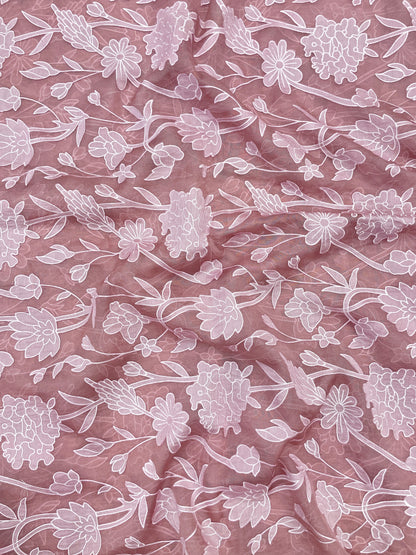 Pure Silk Organza Applique Work (Color Available)44"Inch