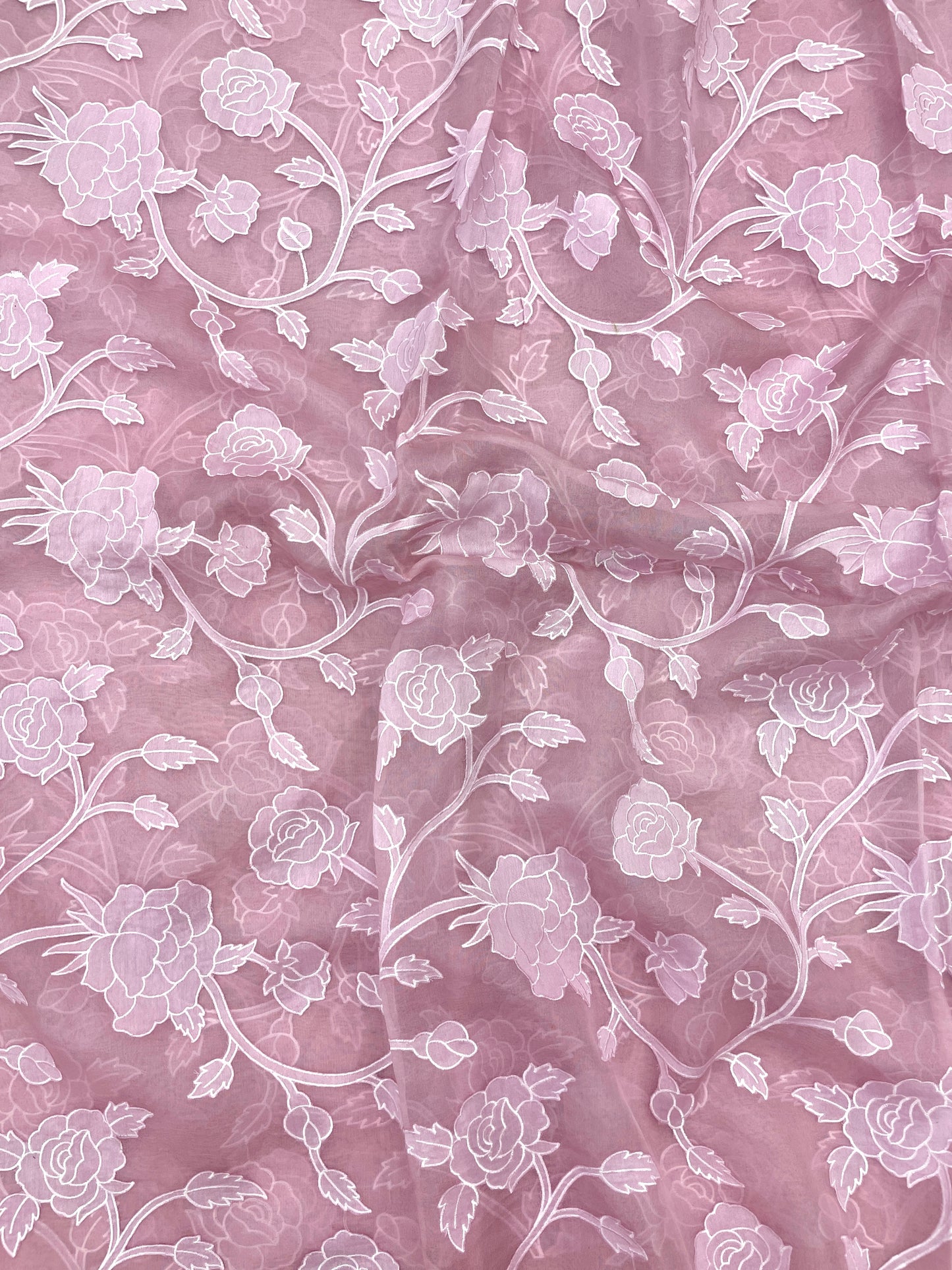 Pure Silk Organza Applique Work (Color Available)44"Inch