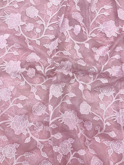Pure Silk Organza Applique Work (Color Available)44"Inch