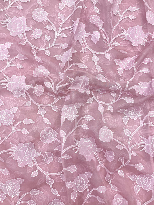 Pure Silk Organza Applique Work (Color Available)44"Inch