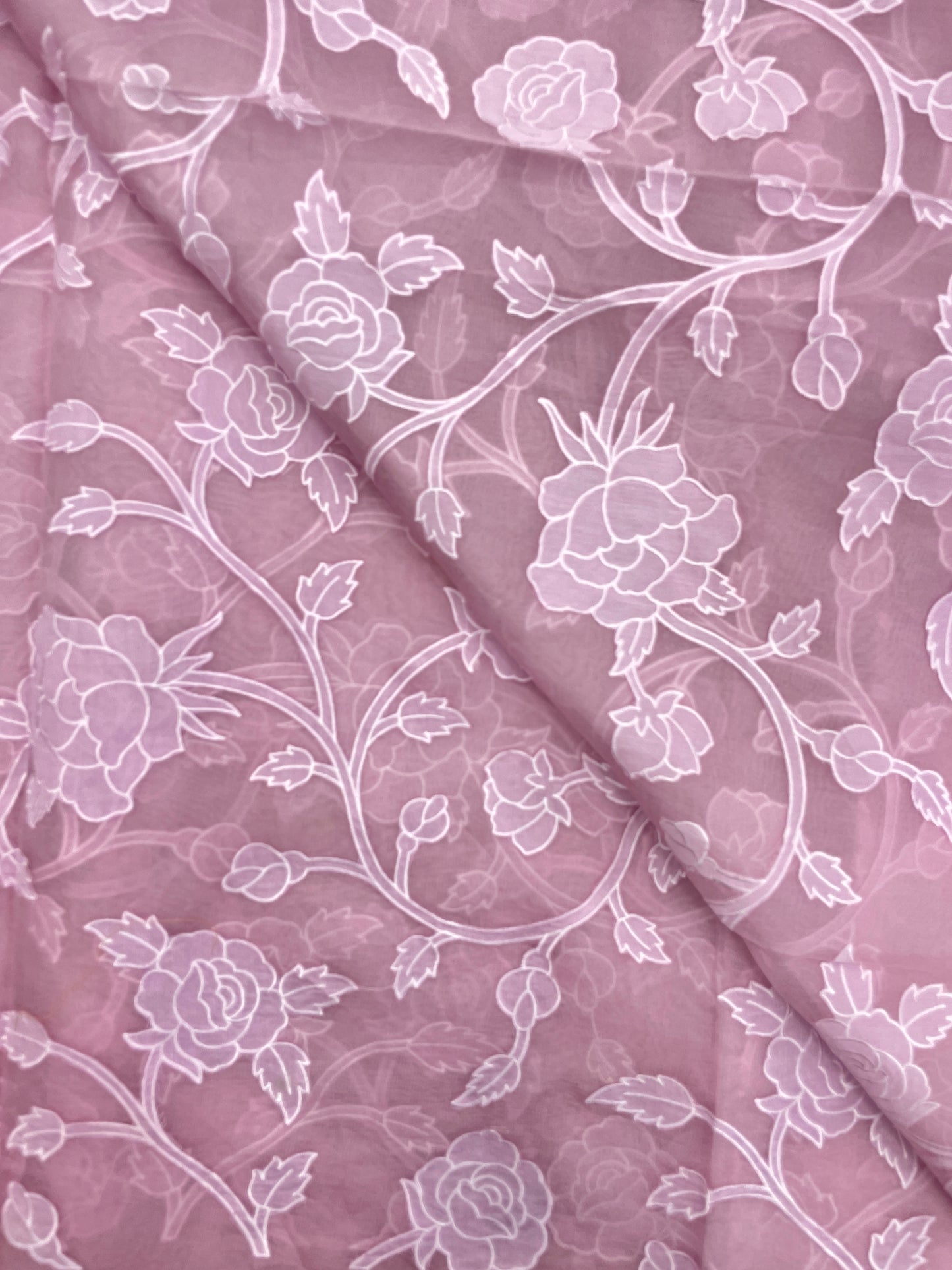 Pure Silk Organza Applique Work (Color Available)44"Inch