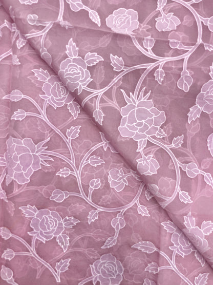 Pure Silk Organza Applique Work (Color Available)44"Inch