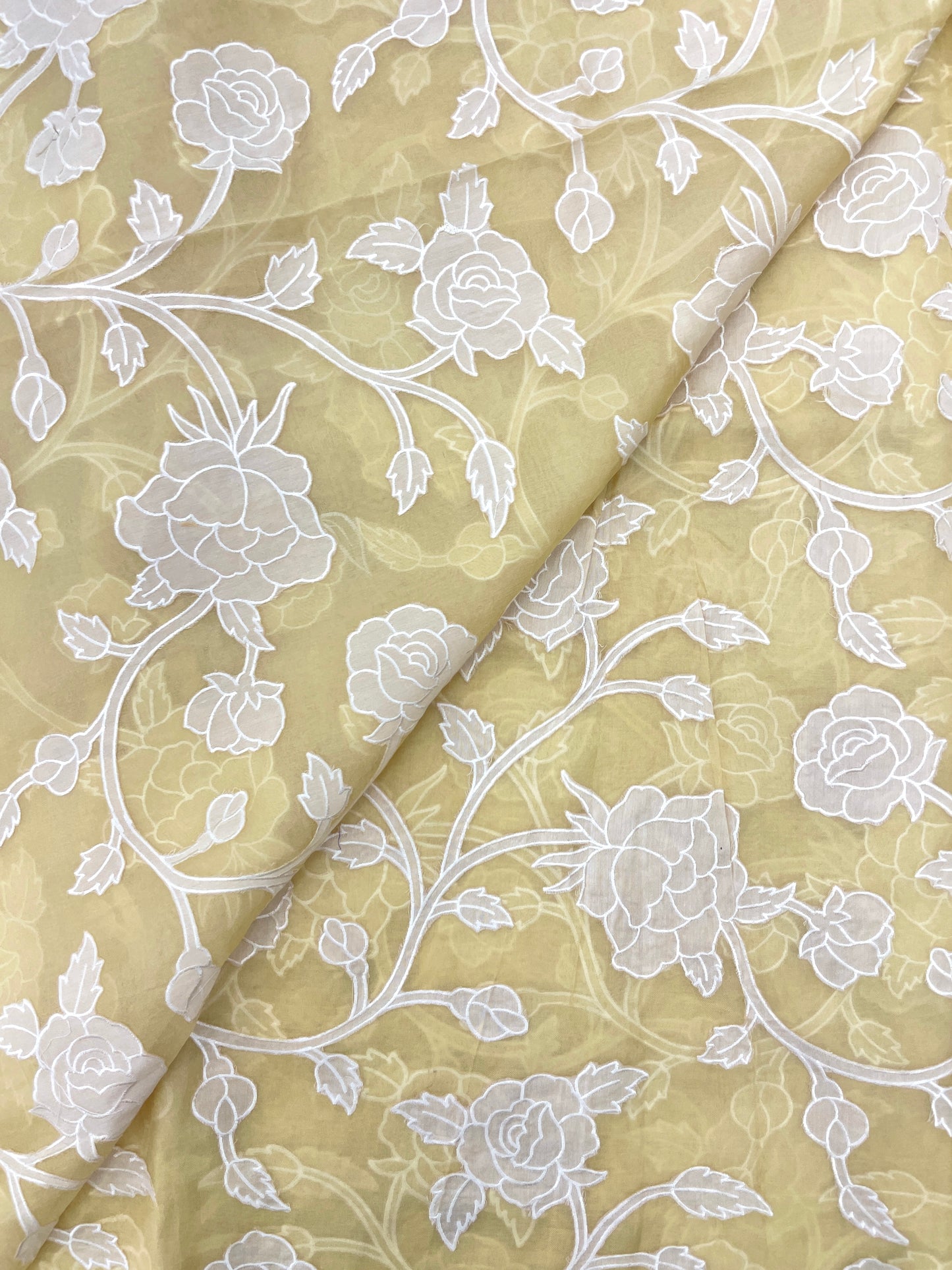 Pure Silk Organza Applique Work (Color Available)44"Inch