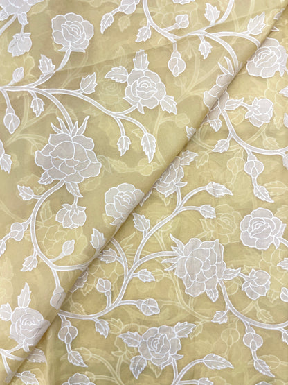 Pure Silk Organza Applique Work (Color Available)44"Inch