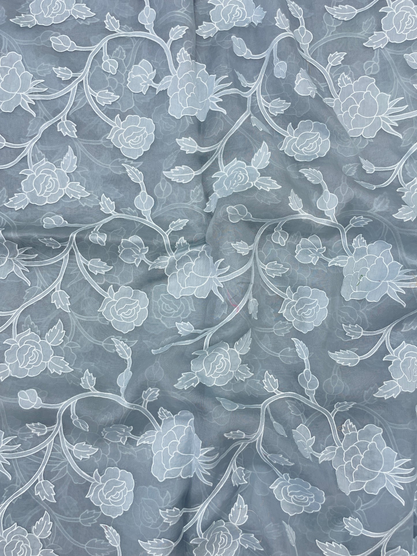 Pure Silk Organza Applique Work (Color Available)44"Inch