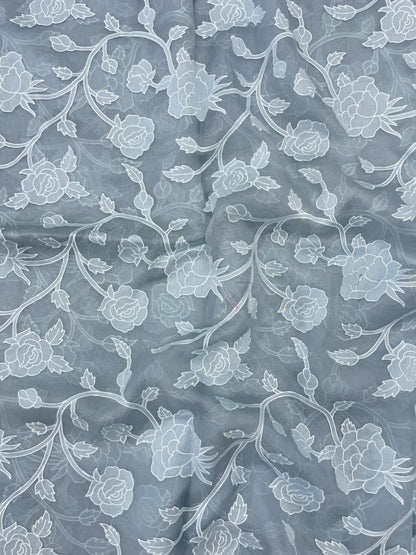 Pure Silk Organza Applique Work (Color Available)44"Inch