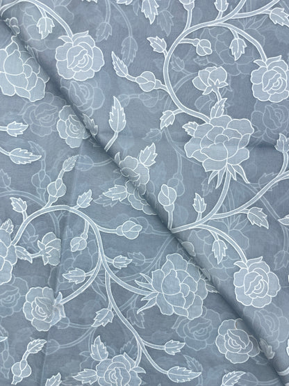 Pure Silk Organza Applique Work (Color Available)44"Inch