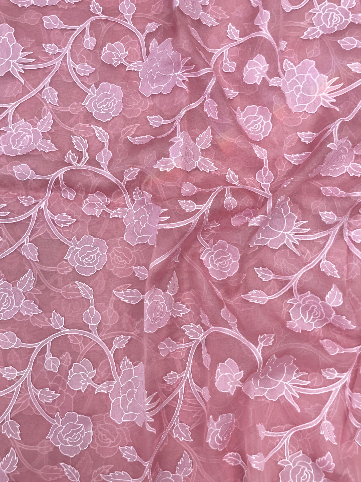 Pure Silk Organza Applique Work (Color Available)44"Inch