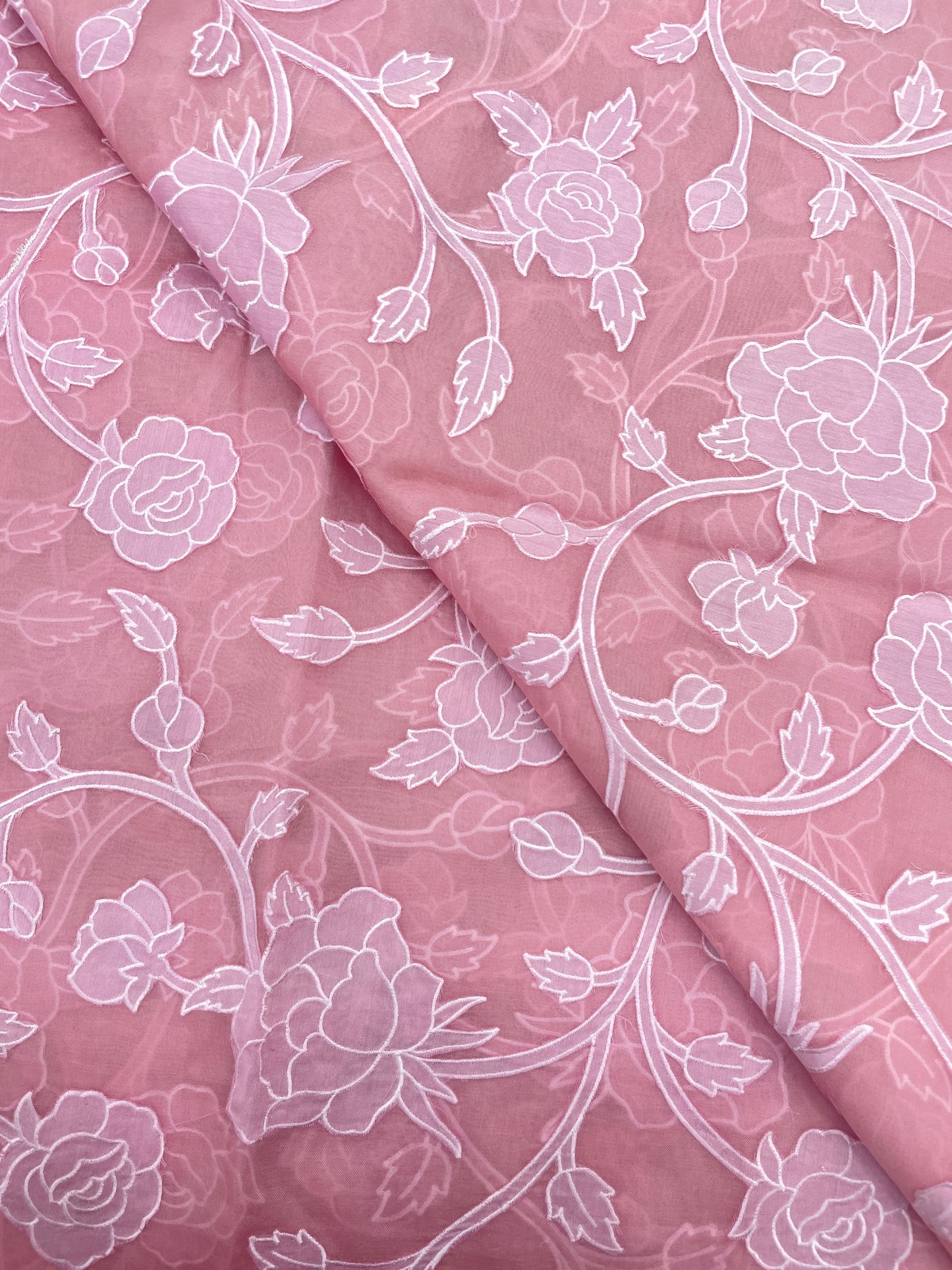 Pure Silk Organza Applique Work (Color Available)44"Inch