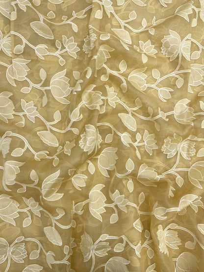 Pure Silk Organza Applique Work (Color Available)44"Inch
