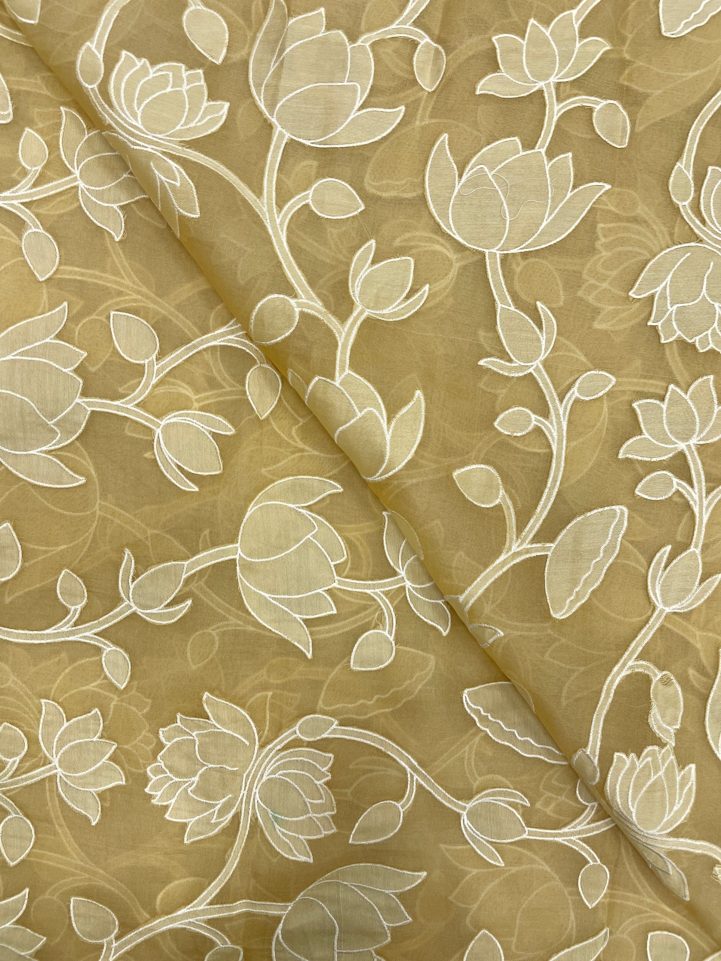 Pure Silk Organza Applique Work (Color Available)44"Inch