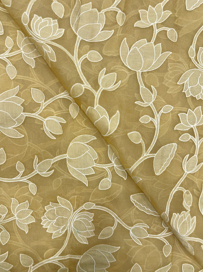 Pure Silk Organza Applique Work (Color Available)44"Inch
