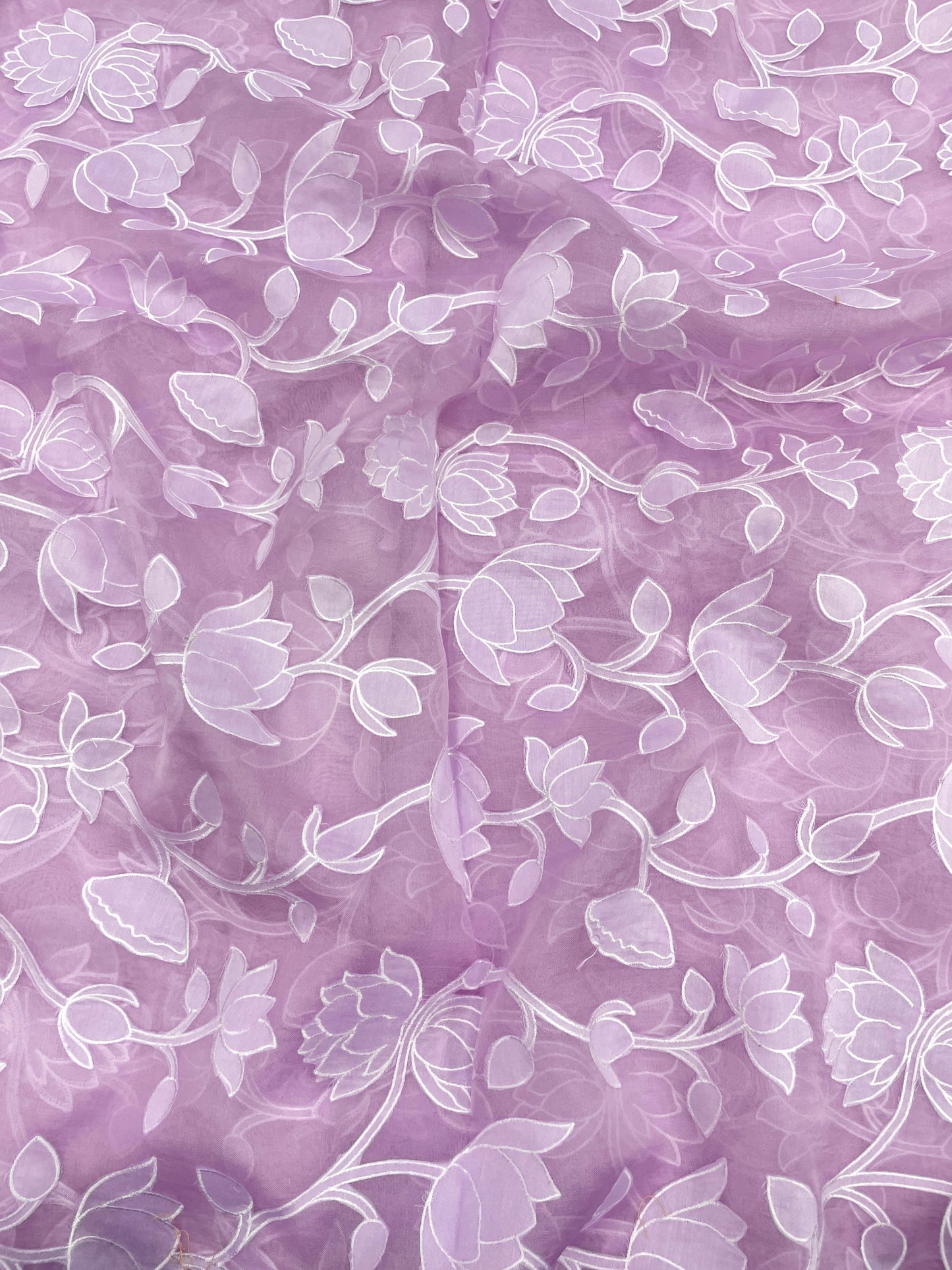 Pure Silk Organza Applique Work (Color Available)44"Inch