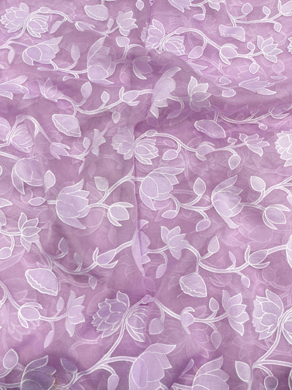 Pure Silk Organza Applique Work (Color Available)44"Inch