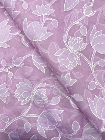 Pure Silk Organza Applique Work (Color Available)44"Inch