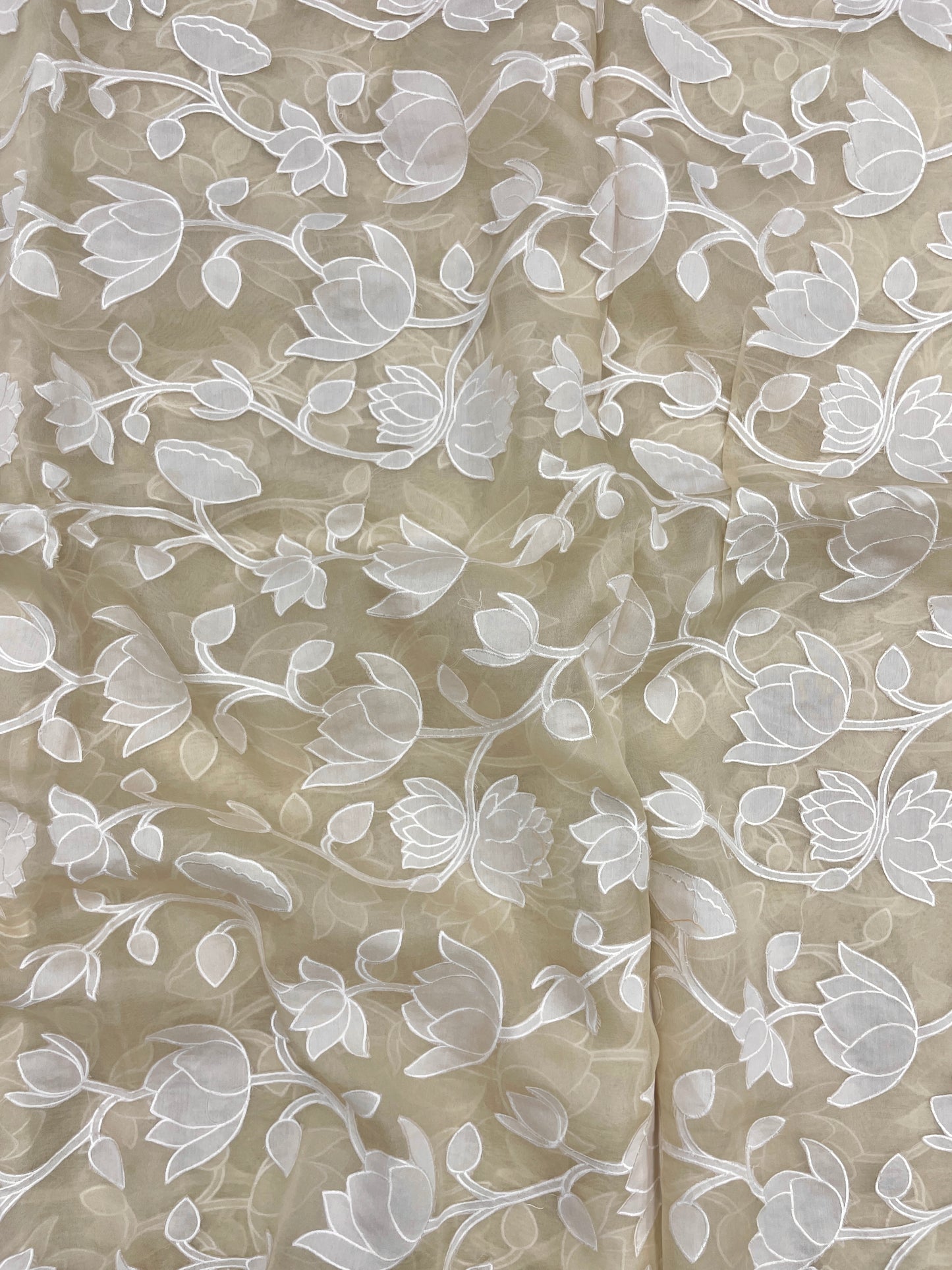 Pure Silk Organza Applique Work (Color Available)44"Inch