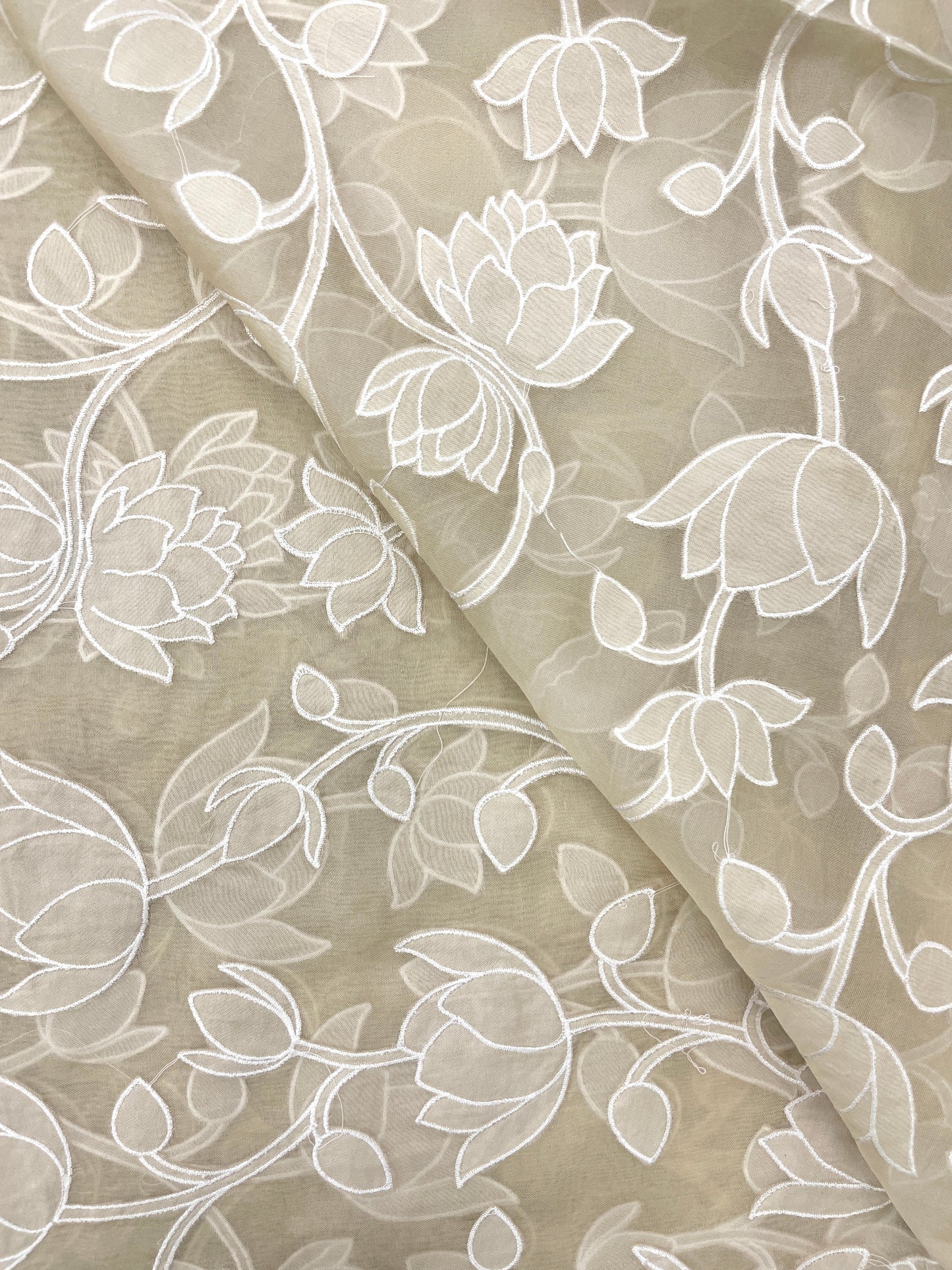 Pure Silk Organza Applique Work (Color Available)44"Inch