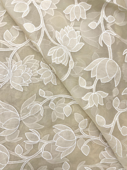 Pure Silk Organza Applique Work (Color Available)44"Inch