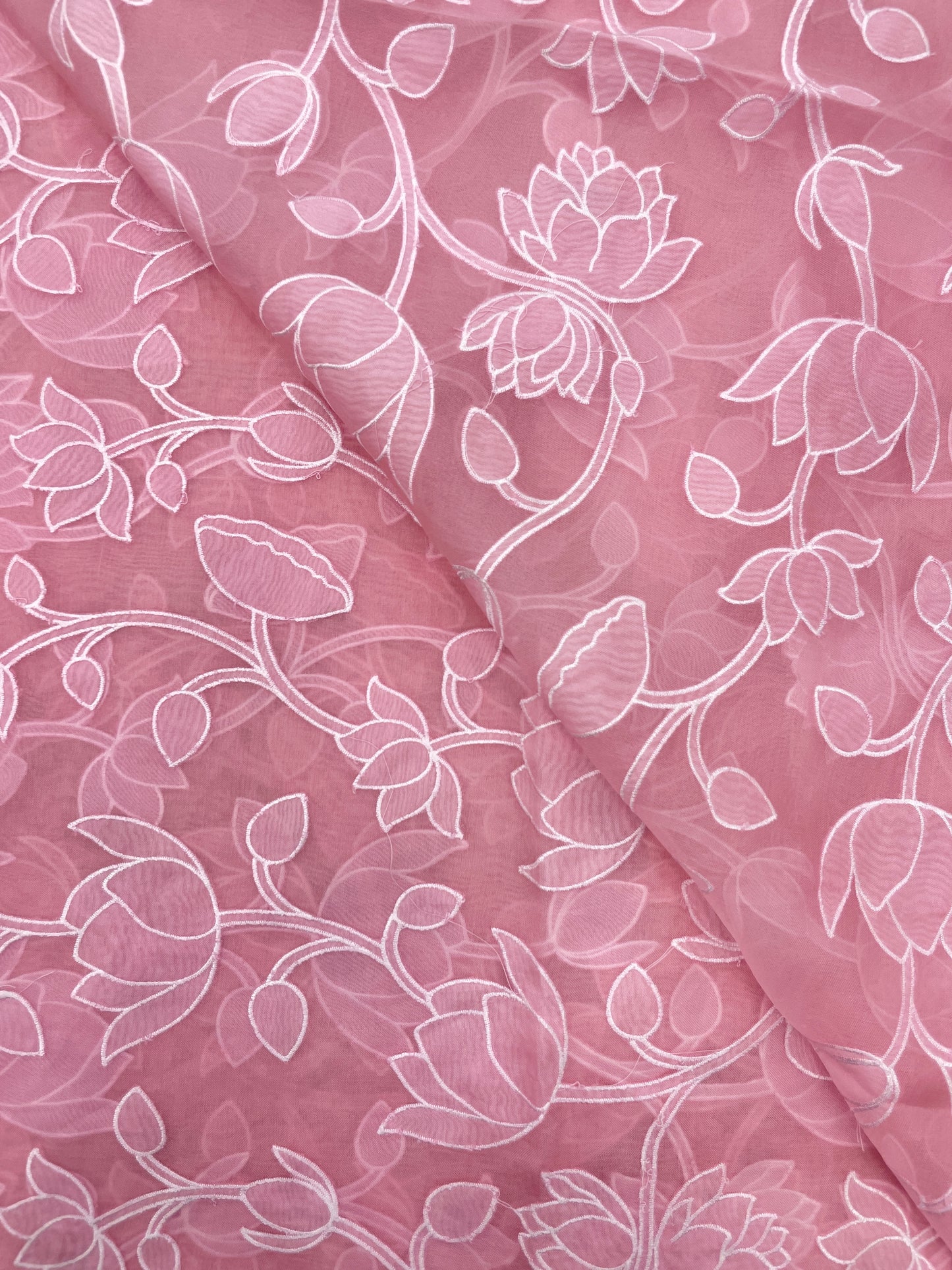 Pure Silk Organza Applique Work (Color Available)44"Inch