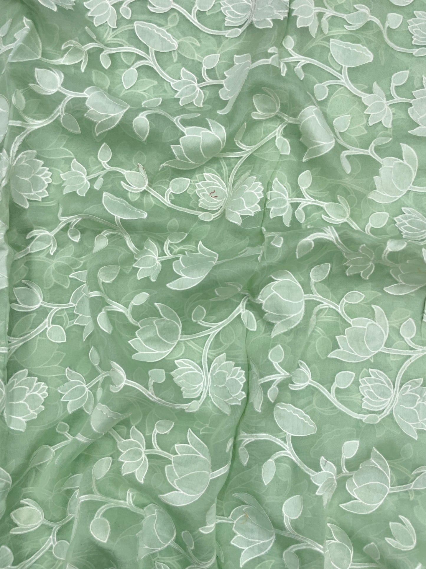Pure Silk Organza Applique Work (Color Available)44"Inch