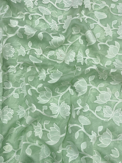 Pure Silk Organza Applique Work (Color Available)44"Inch