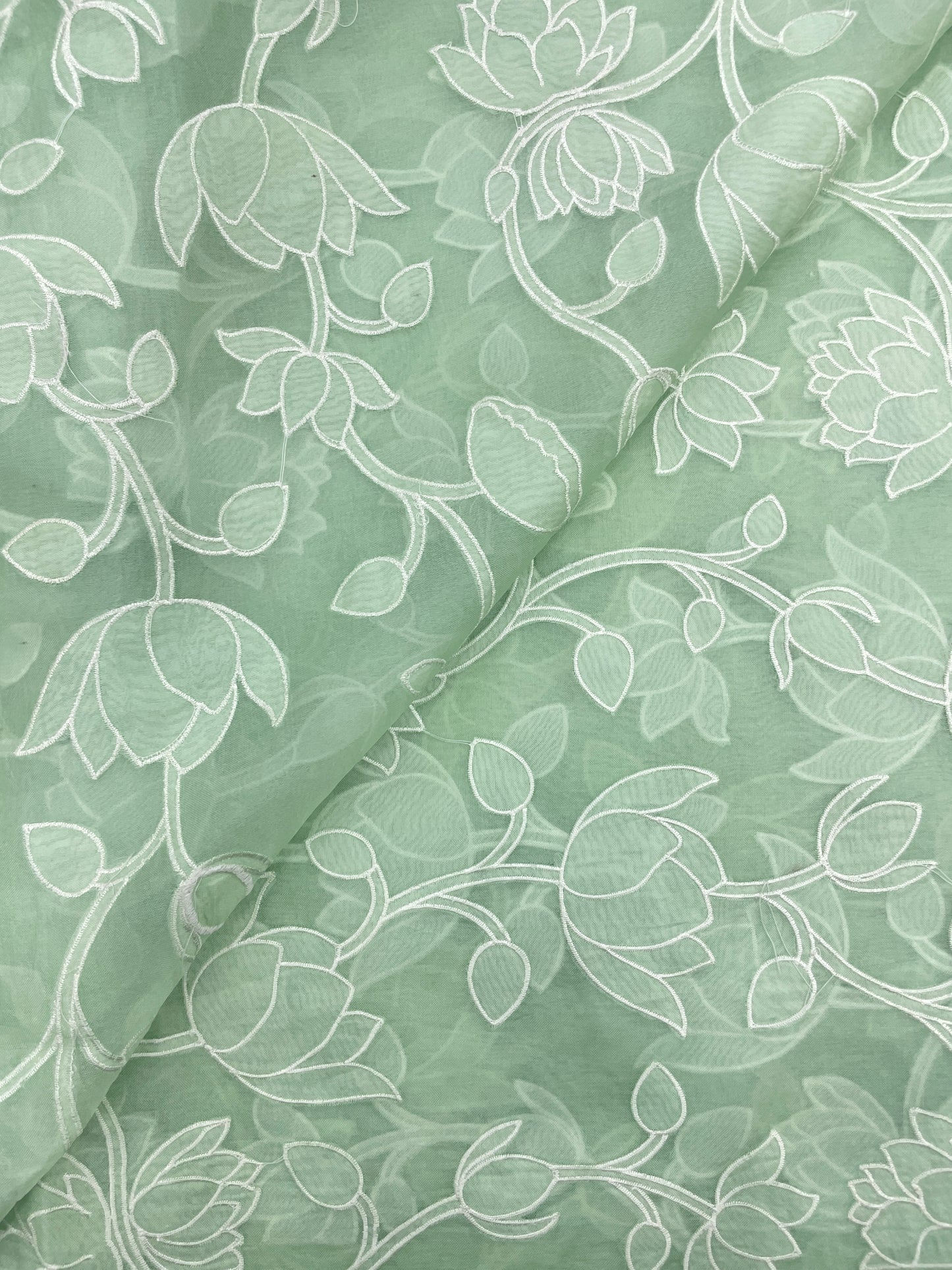 Pure Silk Organza Applique Work (Color Available)44"Inch