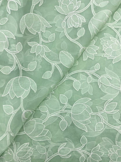 Pure Silk Organza Applique Work (Color Available)44"Inch