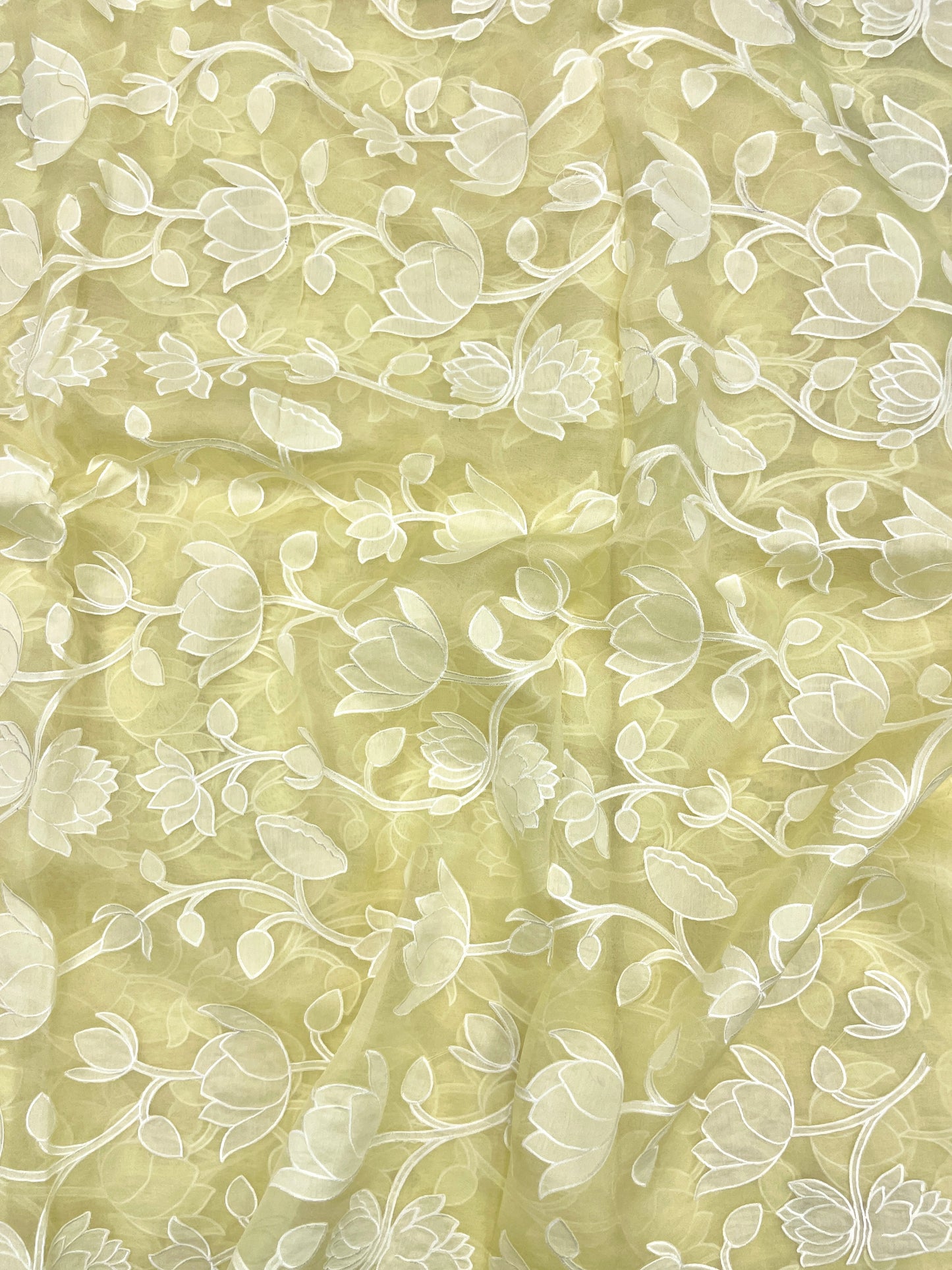 Pure Silk Organza Applique Work (Color Available)44"Inch