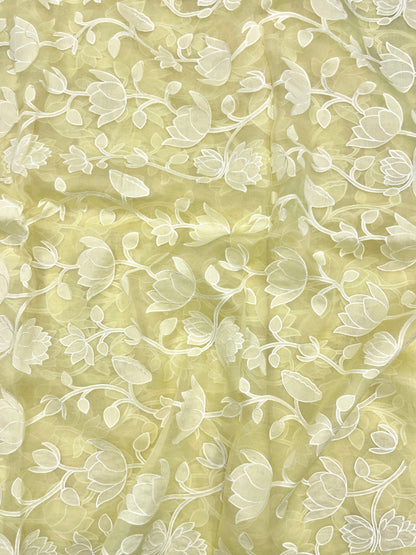 Pure Silk Organza Applique Work (Color Available)44"Inch