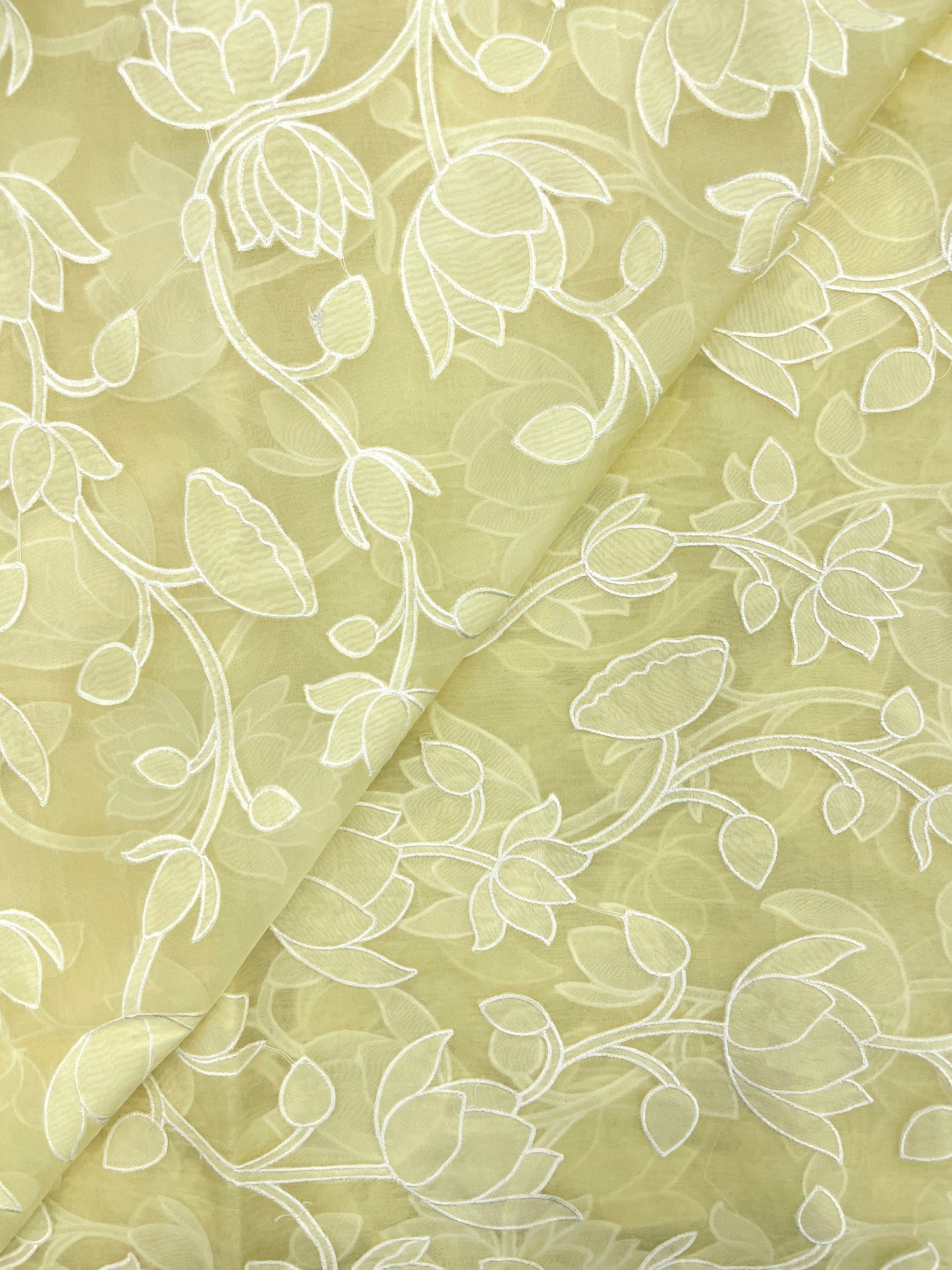 Pure Silk Organza Applique Work (Color Available)44"Inch