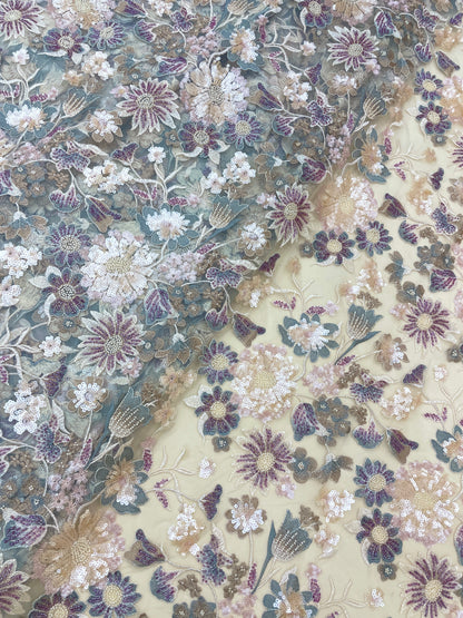 Net Embroidery Handwork (Color Available) 54"Inch