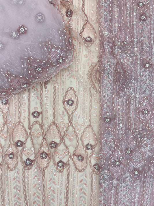 Net Handwork Embroidery With Dupatta Matching (Color Available) 54"Inch