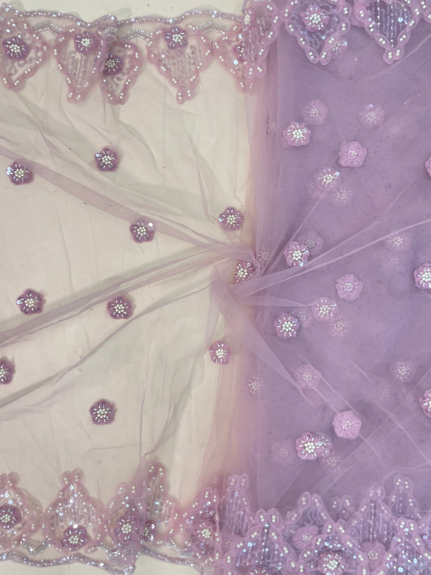 Net Handwork Embroidery Dupatta (Color Available) 54"Inch