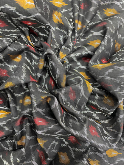 Black Premium Diamond Shaped Pure Silk Ikat