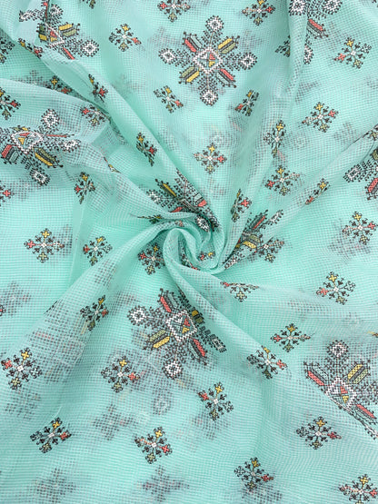 Stunning Classic Traditional Multi Thread Embroidery On Kota Doria Fabric