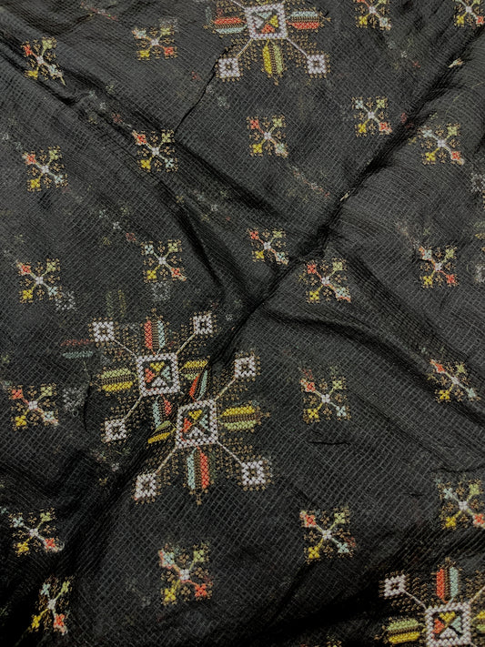 Stunning Classic Traditional Multi Thread Embroidery On Kota Doria Fabric