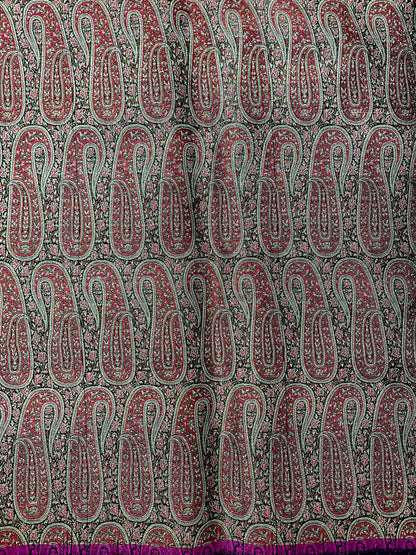 Marvelous Delicate Red Paisley With Dainty Floral Weaving On Kimkhwab Fabric