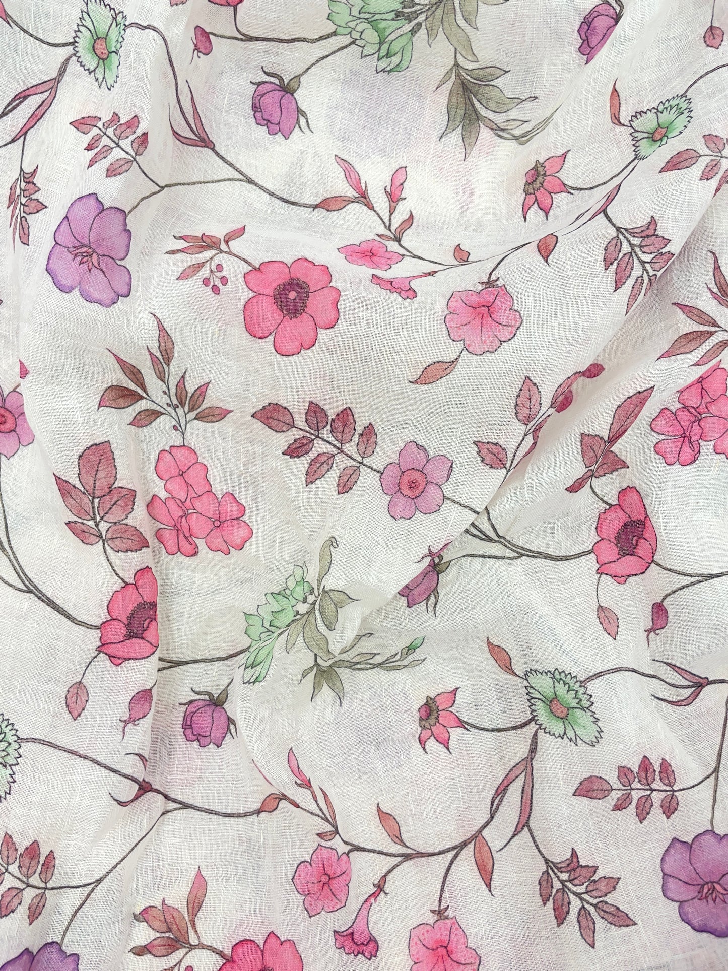 Exclusive Glorious Dainty Flower Print On Linen Fabric