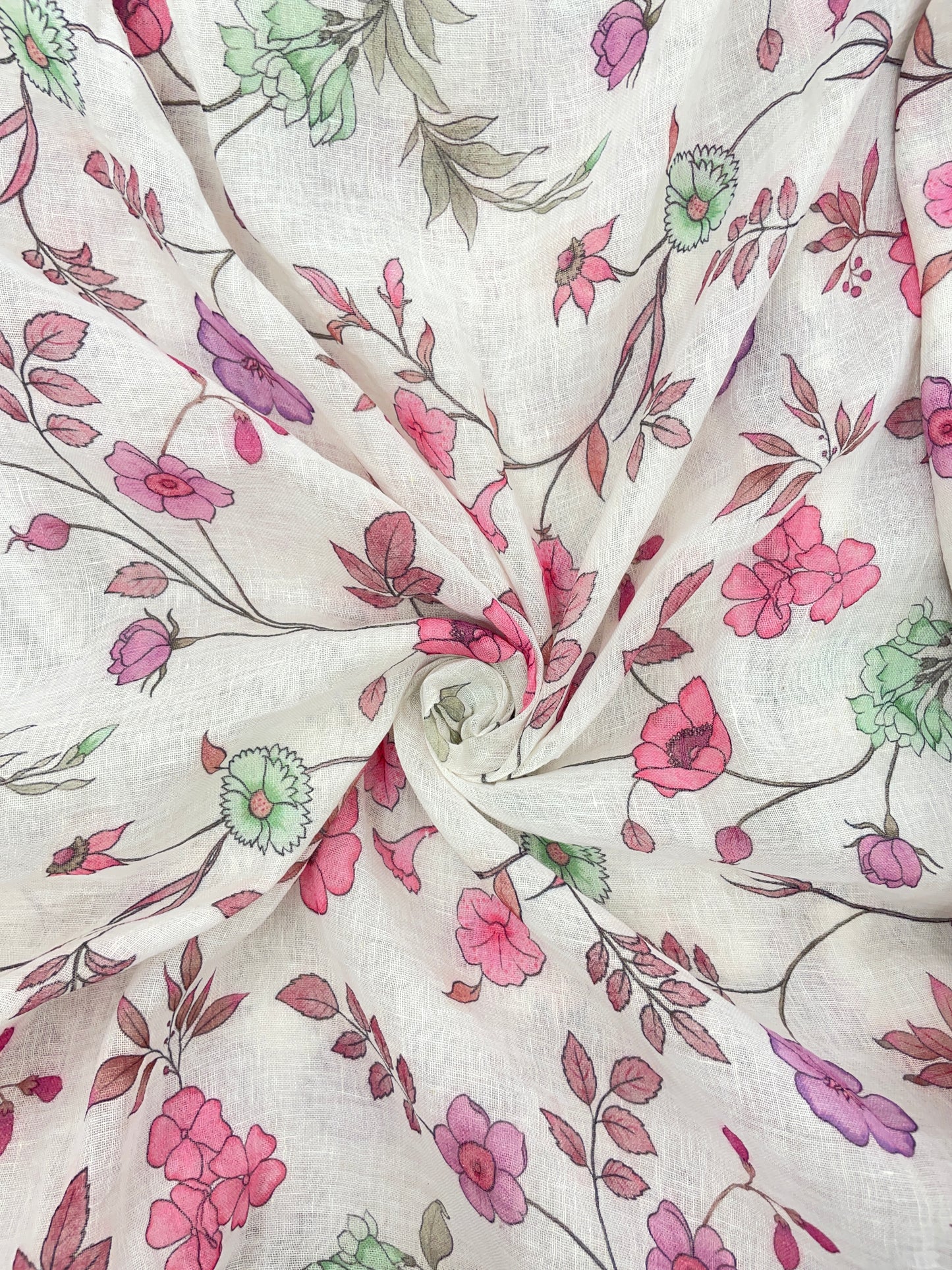 Exclusive Glorious Dainty Flower Print On Linen Fabric