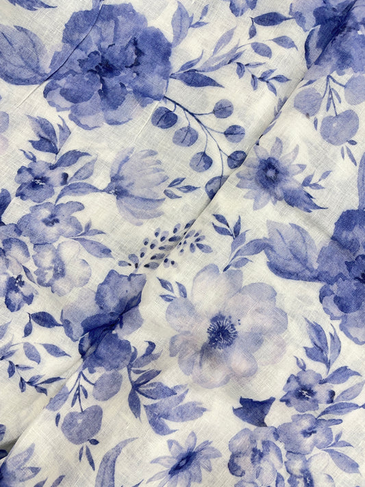 Marvelous Stunning Floral And Leaf Print On Linen Fabric