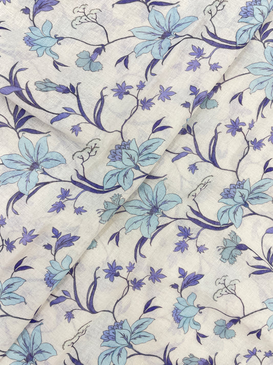Charming Magnificent Floral Print On Linen Fabric