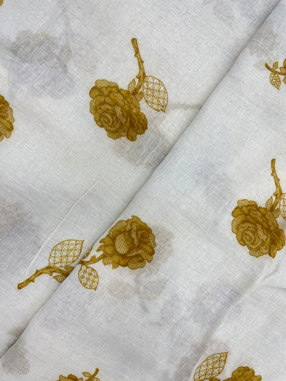 Magnificent Adorable Rose Flower On Linen Fabric