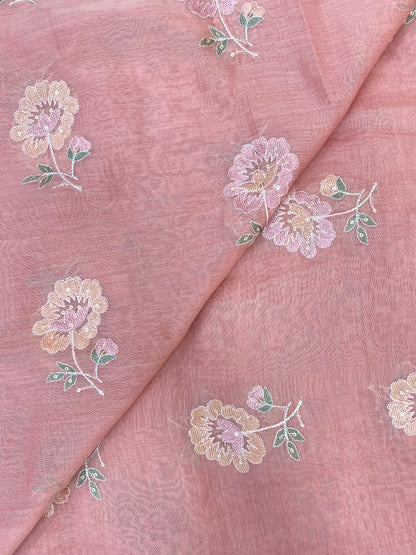 Mul Chanderi Embroidery (Colours Available) 44"Inch