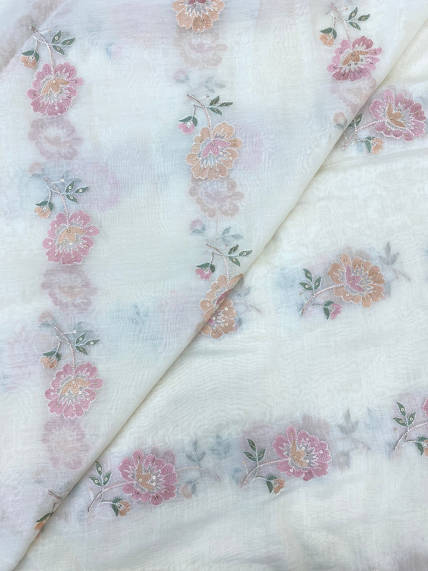 Mul Chanderi Embroidery (Colours Available) 44"Inch