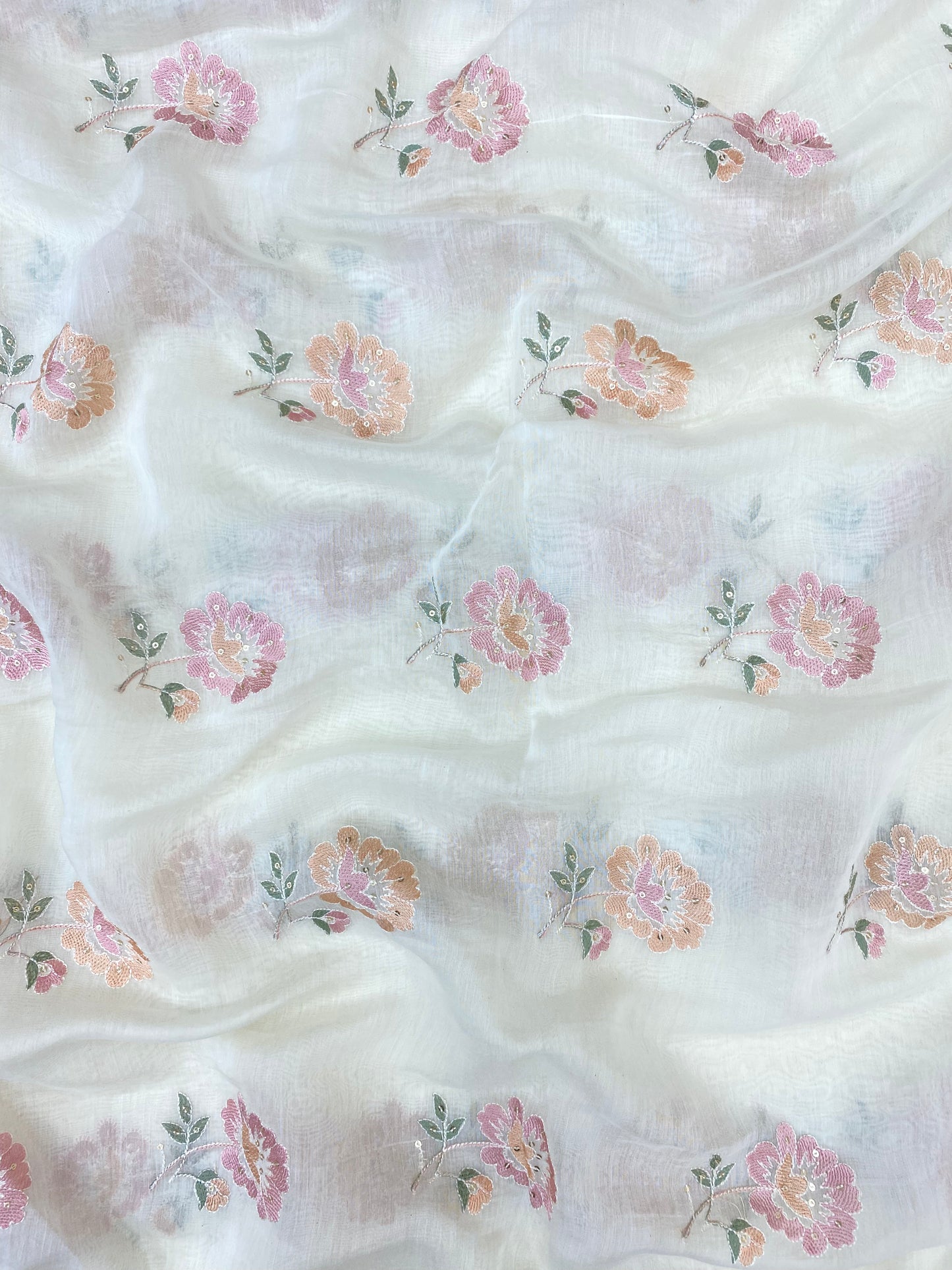 Mul Chanderi Embroidery (Colours Available) 44"Inch