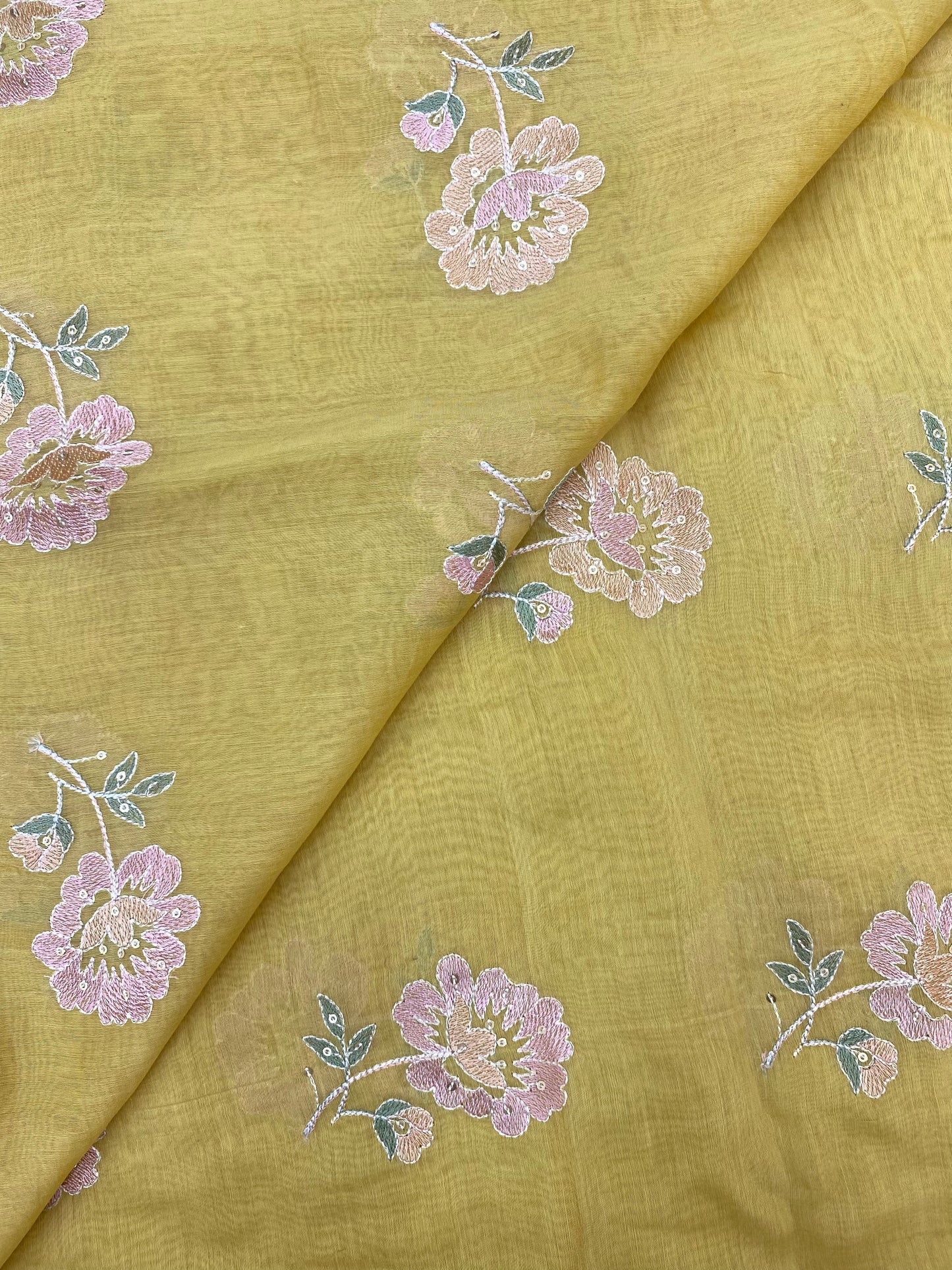 Mul Chanderi Embroidery (Colours Available) 44"Inch