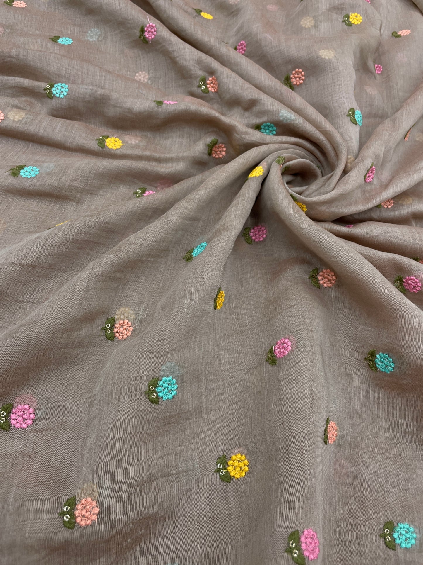 Mul Chanderi Multithread Embroidery