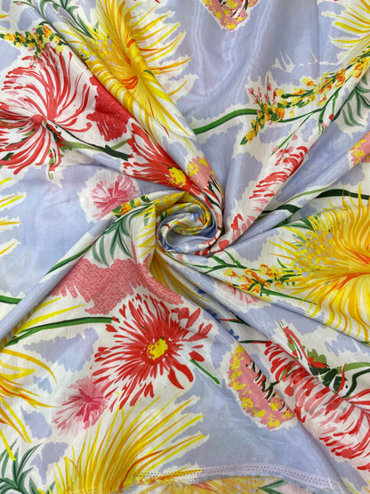 Superb Pleasant Gambito Floral Digital Print On Muslin Fabric