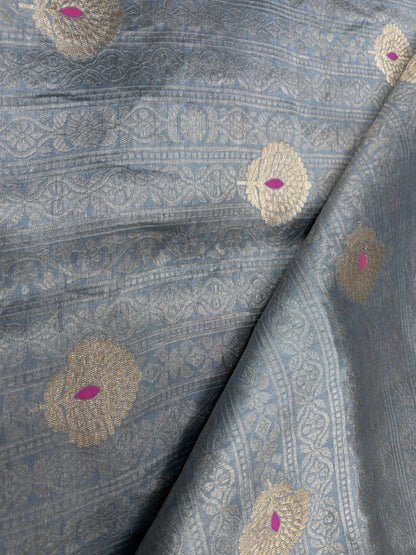 Classic Delicate Meena Butti Weaving On Pure Munga Slik Fabric